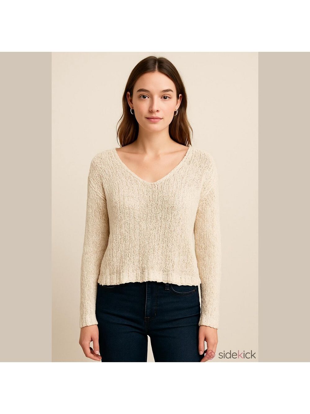 American Eagle White Knit Sweater Small Long Sleeve